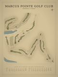 Marcus Pointe Golf Club course map poster, Vintage style, 12×16 / 18×24