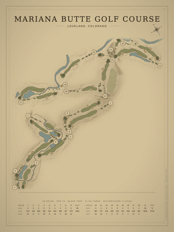 Mariana Butte Golf Course Map poster