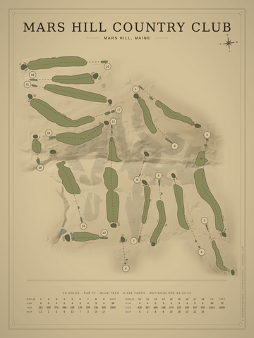 Mars Hill Country Club Course Map poster