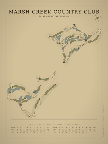 Marsh Creek Country Club Course Map poster