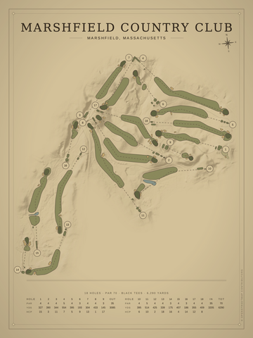 Marshfield Country Club Course Map poster