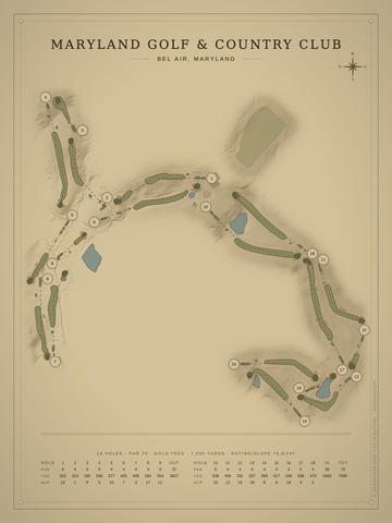 Maryland Golf & Country Club Course Map poster