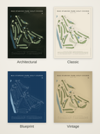 Max Starcke Park Golf Course map poster in four styles: Architectural, Classic, Blueprint and Vintage