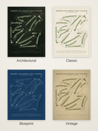 Maxwelton Braes Golf Course map poster in four styles: Architectural, Classic, Blueprint and Vintage