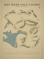 May River Golf Course map poster, Vintage style, 12×16 / 18×24
