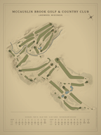 McCauslin Brook Golf & Country Club course map poster, Vintage style, 12×16 / 18×24