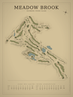 Meadow Brook course map poster, Vintage style, 12×16 / 18×24