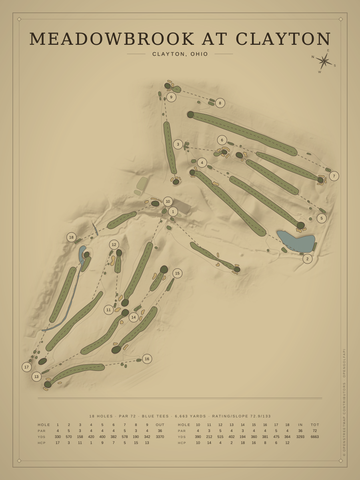 Meadowbrook at Clayton Course Map poster