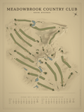 Meadowbrook Country Club course map poster, Vintage style, 12×16 / 18×24