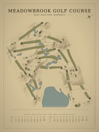Meadowbrook Golf Course map poster, Vintage style, 12×16 / 18×24