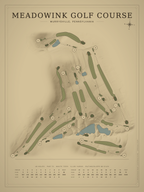 Meadowink Golf Course map poster, Vintage style, 12×16 / 18×24