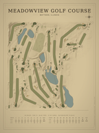 Meadowview Golf Course map poster, Vintage style, 12×16 / 18×24