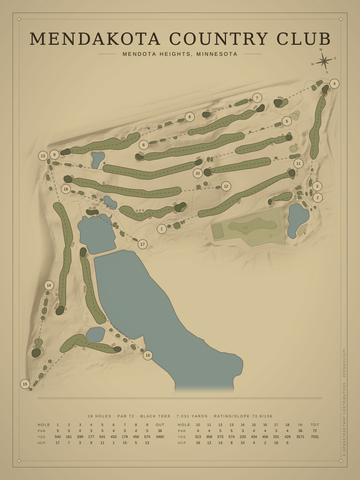 Mendakota Country Club Course Map poster