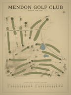 Mendon Golf Club course map poster, Vintage style, 12×16 / 18×24