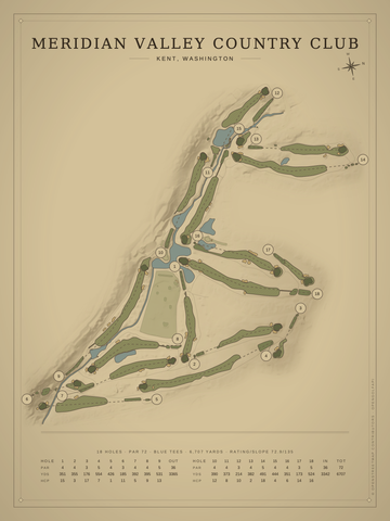 Meridian Valley Country Club Course Map poster