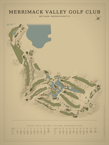Merrimack Valley Golf Club Course Map poster