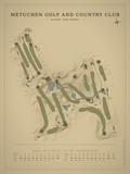Metuchen Golf and Country Club course map poster, Vintage style, 12×16 / 18×24
