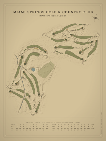 Miami Springs Golf & Country Club Course Map poster