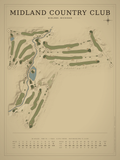 Midland Country Club course map poster, Vintage style, 12×16 / 18×24