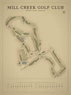 Mill Creek Golf Club (Mebane) course map poster, Vintage style, 12×16 / 18×24