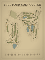 Mill Pond Golf Course map poster, Vintage style, 12×16 / 18×24
