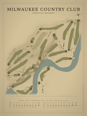 Milwaukee Country Club Course Map poster