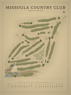 Missoula Country Club course map poster, Vintage style, 12×16 / 18×24