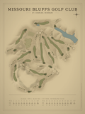 Missouri Bluffs Golf Club course map poster, Vintage style, 12×16 / 18×24