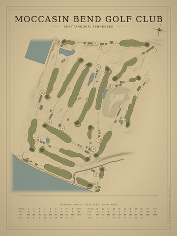 Moccasin Bend Golf Club Course Map poster