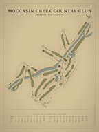 Moccasin Creek Country Club course map poster, Vintage style, 12×16 / 18×24