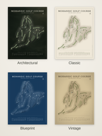 Mohansic Golf Course map poster in four styles: Architectural, Classic, Blueprint and Vintage