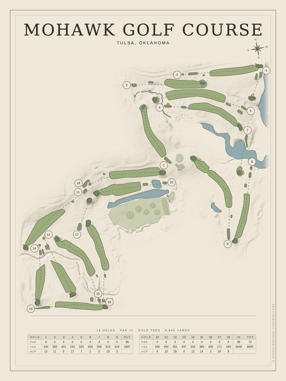 Mohawk Golf Course map poster, Classic style, 12×16 / 18×24
