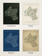 Mohegan Sun Country Club at Pautipaug Hill course map poster in four styles: Architectural, Classic, Blueprint and Vintage