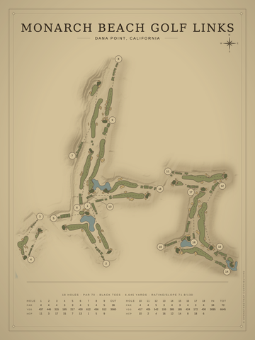 Monarch Beach Golf Links Course Map poster