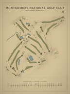 Montgomery National Golf Club course map poster, Vintage style, 12×16 / 18×24