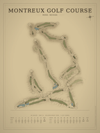 Montreux Golf Course map poster, Vintage style, 12×16 / 18×24
