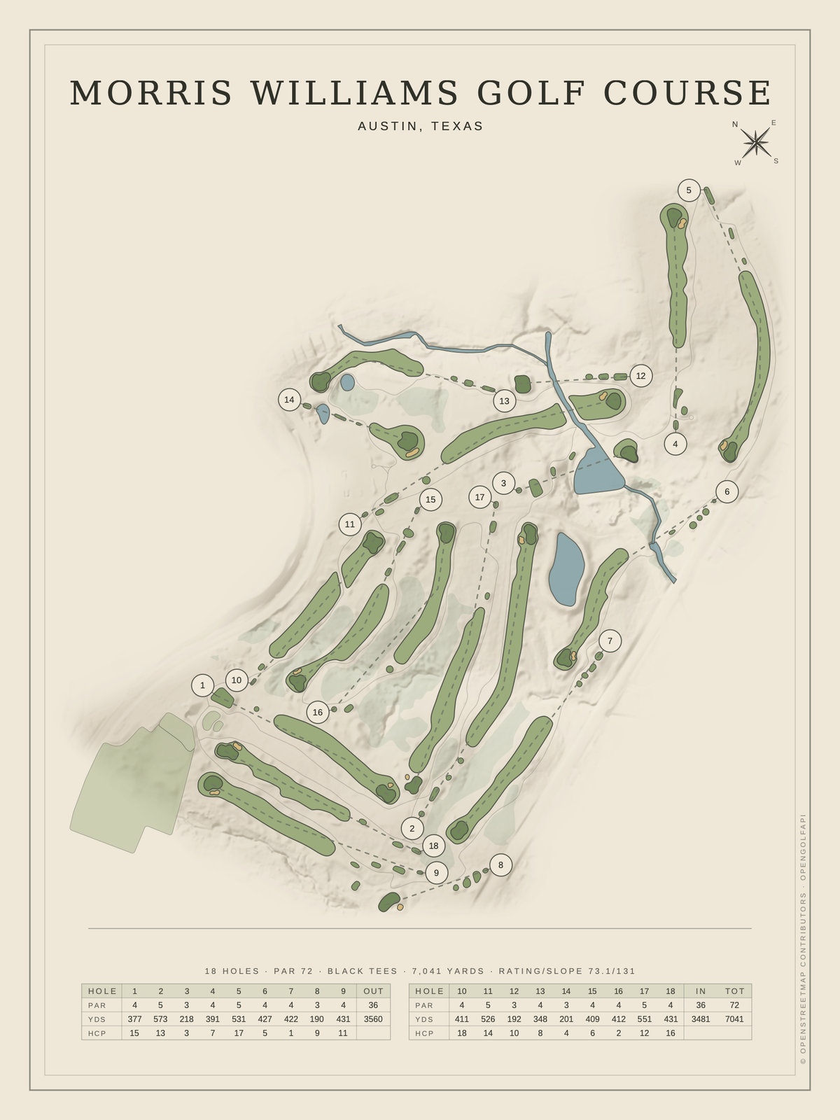 Morris Williams Golf Course map poster, Classic style, 12×16 / 18×24