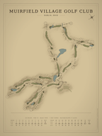 Muirfield Village Golf Club course map poster, Vintage style, 12×16 / 18×24