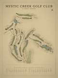 Mystic Creek Golf Club course map poster, Vintage style, 12×16 / 18×24