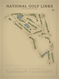 National Golf Links course map poster, Vintage style, 12×16 / 18×24