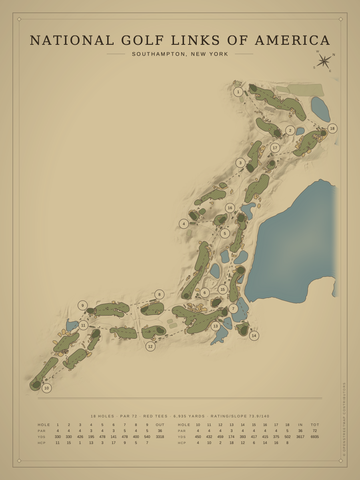 National Golf Links of America Course Map poster