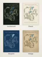Nemacolin Resort Shepherd's Rock course map poster in four styles: Architectural, Classic, Blueprint and Vintage