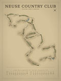 Neuse Country Club course map poster, Vintage style, 12×16 / 18×24
