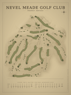 Nevel Meade Golf Club course map poster, Vintage style, 12×16 / 18×24