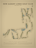 New Albany Links Golf Club course map poster, Vintage style, 12×16 / 18×24
