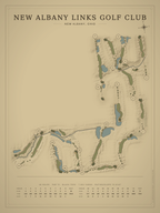 New Albany Links Golf Club course map poster, Vintage style, 12×16 / 18×24