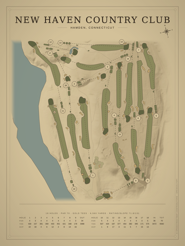 New Haven Country Club Course Map poster