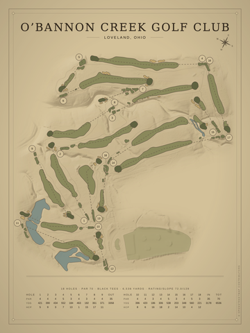 O’Bannon Creek Golf Club Course Map poster