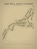 Oak Hill East Course map poster, Vintage style, 12×16 / 18×24