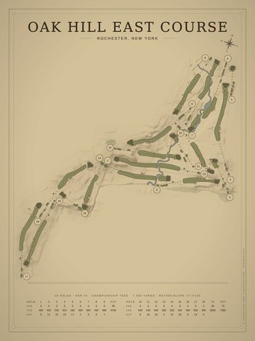 Oak Hill East Course Map poster